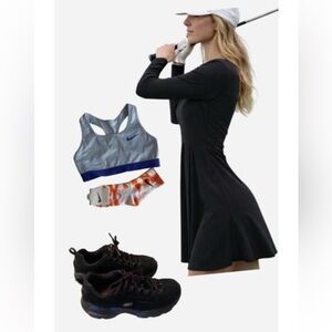 Nike Blue Sports Bra Set + Black Long Sleeve Dress, Tie-Dye Socks & free shoes 👟